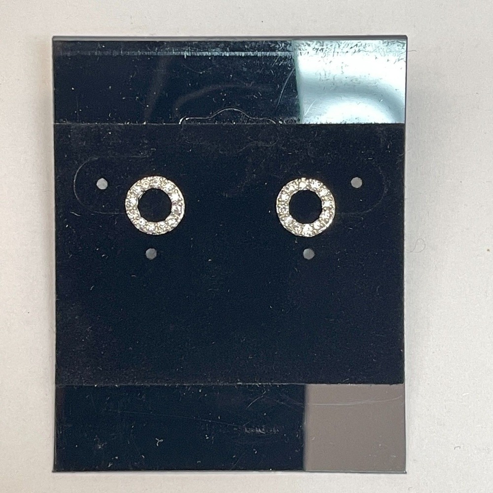 Girls Stud Earrings Pave Circle 1‎ cm across .925 Sterling Silver NWOT